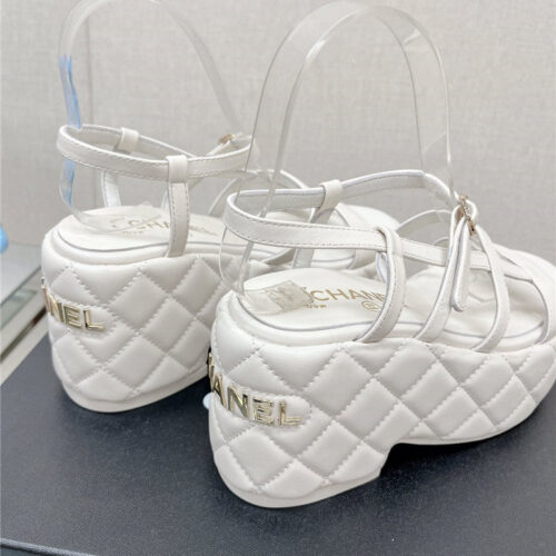 High Quality Luxury Chanel Rhombus Water Table Platform Sandals With Thin Straps – Style 01350 product detail