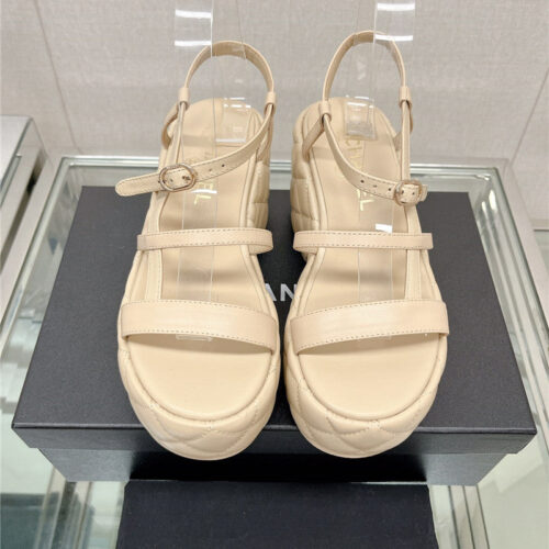 High Quality Luxury Chanel Rhombus Water Table Platform Sandals With Thin Straps – Style 71974 product detail