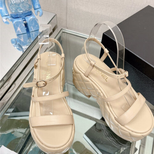 High Quality Luxury Chanel Rhombus Water Table Platform Sandals With Thin Straps – Style 71974 product detail