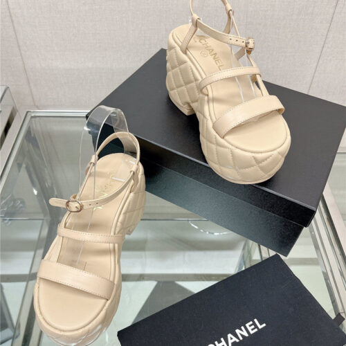 High Quality Luxury Chanel Rhombus Water Table Platform Sandals With Thin Straps – Style 71974 product detail