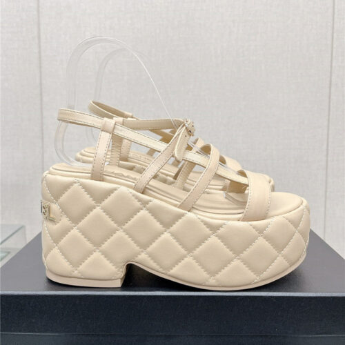 High Quality Luxury Chanel Rhombus Water Table Platform Sandals With Thin Straps – Style 71974