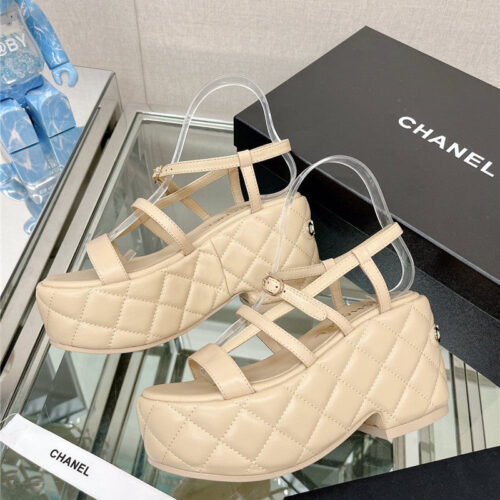 High Quality Luxury Chanel Rhombus Water Table Platform Sandals With Thin Straps – Style 71974 product detail