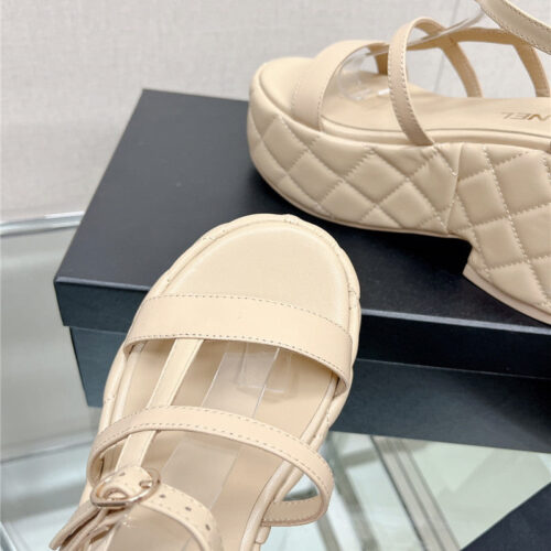 High Quality Luxury Chanel Rhombus Water Table Platform Sandals With Thin Straps – Style 71974 product detail
