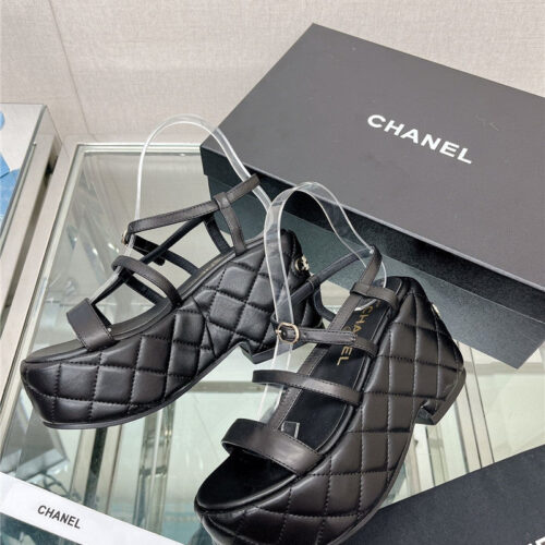 High Quality Luxury Chanel Rhombus Water Table Platform Sandals With Thin Straps product detail