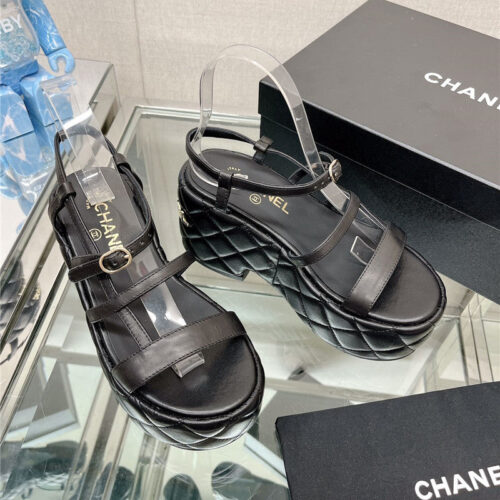 High Quality Luxury Chanel Rhombus Water Table Platform Sandals With Thin Straps product detail