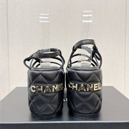 High Quality Luxury Chanel Rhombus Water Table Platform Sandals With Thin Straps alternate view