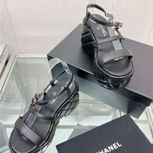 High Quality Luxury Chanel Rhombus Water Table Platform Sandals With Thin Straps product detail