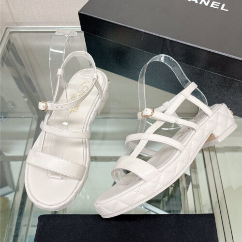 High Quality Luxury Chanel Rhombus Platform Thick Heel Sandals With Thin Straps – Style 16070 alternate view