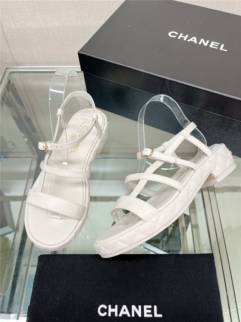 High Quality Luxury Chanel Rhombus Platform Thick Heel Sandals With Thin Straps – Style 16070 product detail
