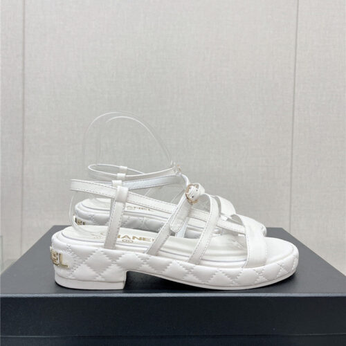 High Quality Luxury Chanel Rhombus Platform Thick Heel Sandals With Thin Straps – Style 16070