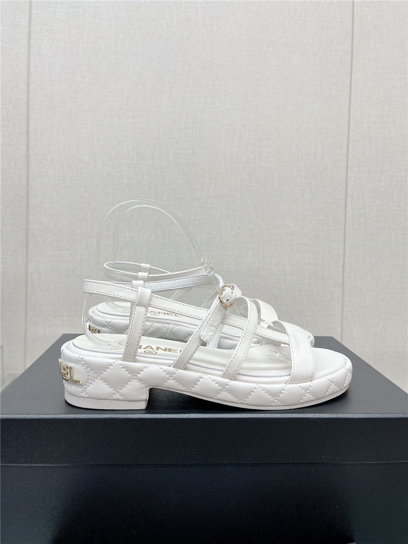High Quality Luxury Chanel Rhombus Platform Thick Heel Sandals With Thin Straps – Style 16070