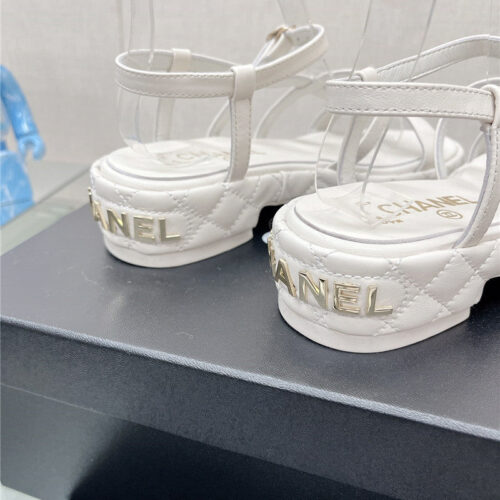 High Quality Luxury Chanel Rhombus Platform Thick Heel Sandals With Thin Straps – Style 16070 product detail