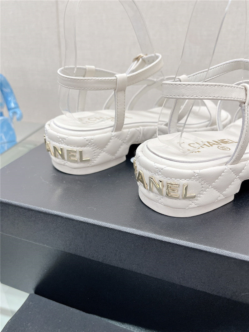 High Quality Luxury Chanel Rhombus Platform Thick Heel Sandals With Thin Straps – Style 16070 product detail