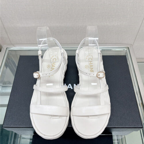 High Quality Luxury Chanel Rhombus Platform Thick Heel Sandals With Thin Straps – Style 16070 product detail