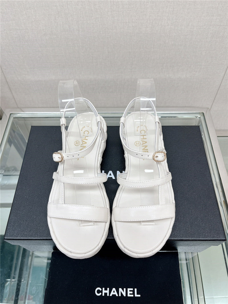 High Quality Luxury Chanel Rhombus Platform Thick Heel Sandals With Thin Straps – Style 16070 product detail