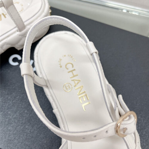 High Quality Luxury Chanel Rhombus Platform Thick Heel Sandals With Thin Straps – Style 16070 product detail