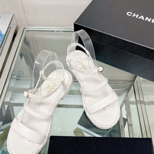 High Quality Luxury Chanel Rhombus Platform Thick Heel Sandals With Thin Straps – Style 16070 product detail