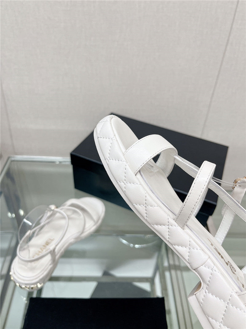 High Quality Luxury Chanel Rhombus Platform Thick Heel Sandals With Thin Straps – Style 16070 product detail