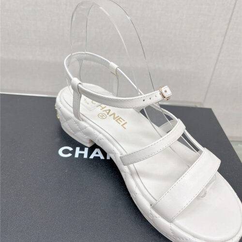 High Quality Luxury Chanel Rhombus Platform Thick Heel Sandals With Thin Straps – Style 16070 product detail