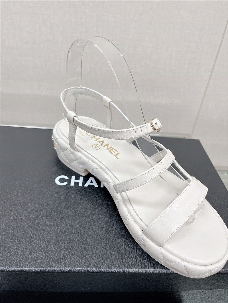 High Quality Luxury Chanel Rhombus Platform Thick Heel Sandals With Thin Straps – Style 16070 product detail