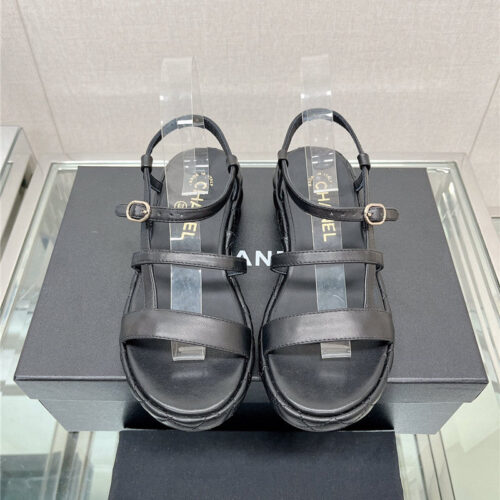 High Quality Luxury Chanel Rhombus Platform Thick Heel Sandals With Thin Straps product detail