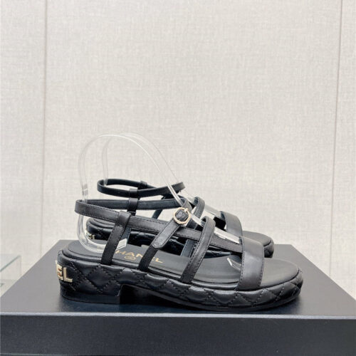 High Quality Luxury Chanel Rhombus Platform Thick Heel Sandals With Thin Straps