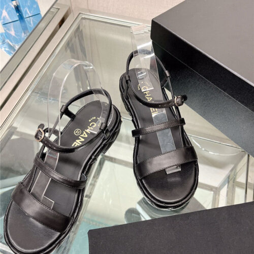 High Quality Luxury Chanel Rhombus Platform Thick Heel Sandals With Thin Straps product detail