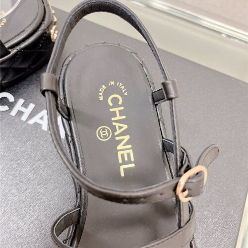 High Quality Luxury Chanel Rhombus Platform Thick Heel Sandals With Thin Straps product detail