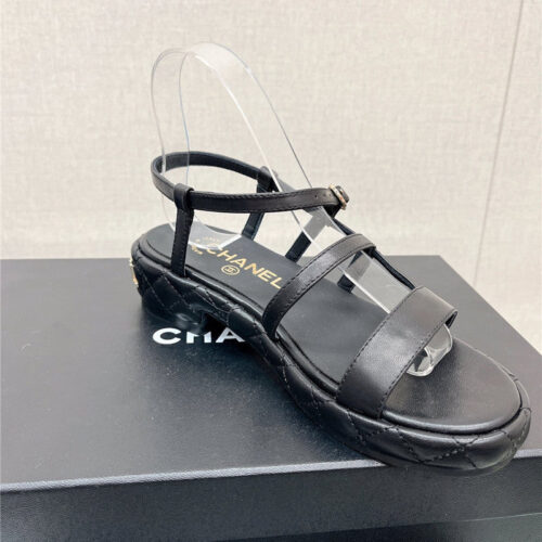 High Quality Luxury Chanel Rhombus Platform Thick Heel Sandals With Thin Straps product detail