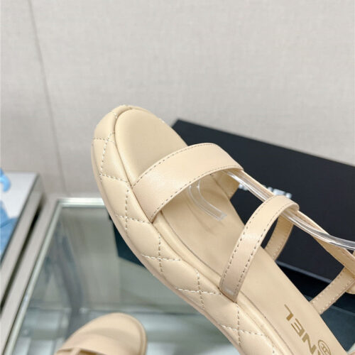 High Quality Luxury Chanel Rhombus Platform Thick Heel Sandals With Thin Straps – Style 57318 product detail