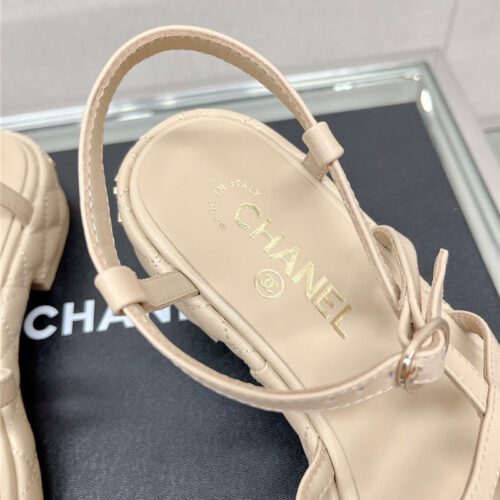 High Quality Luxury Chanel Rhombus Platform Thick Heel Sandals With Thin Straps – Style 57318 product detail