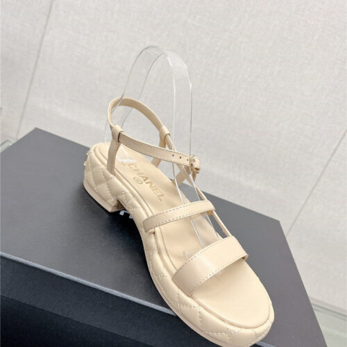 High Quality Luxury Chanel Rhombus Platform Thick Heel Sandals With Thin Straps – Style 57318 product detail