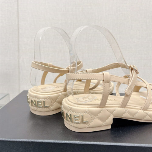 High Quality Luxury Chanel Rhombus Platform Thick Heel Sandals With Thin Straps – Style 57318 product detail