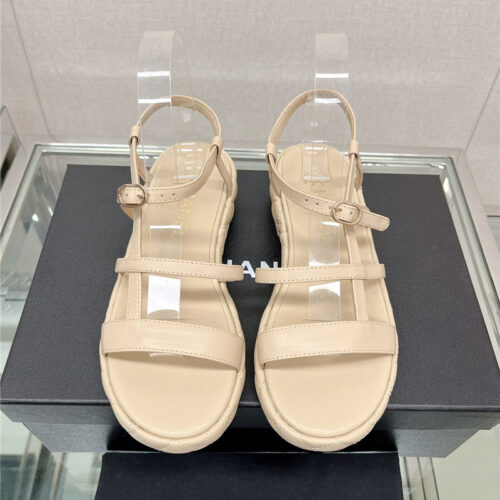 High Quality Luxury Chanel Rhombus Platform Thick Heel Sandals With Thin Straps – Style 57318 product detail