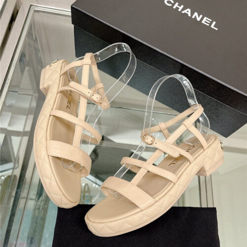 High Quality Luxury Chanel Rhombus Platform Thick Heel Sandals With Thin Straps – Style 57318 alternate view