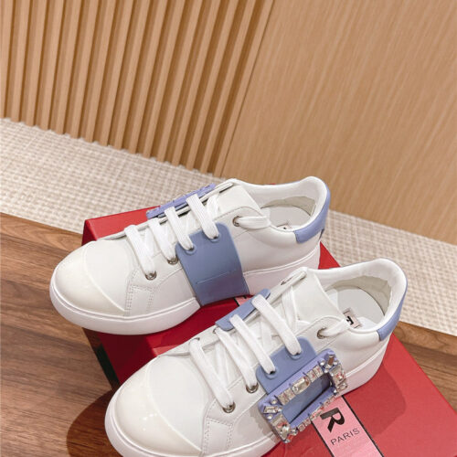 High Quality Luxury Roger Vivier New Diamond Buckle White Shoes – Style 09396