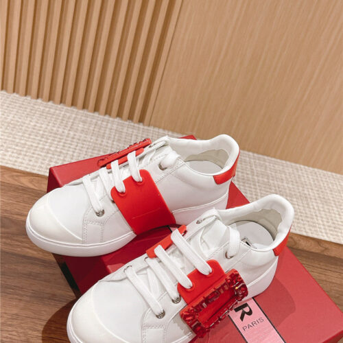 High Quality Luxury Roger Vivier New Diamond Buckle White Shoes – Style 74932