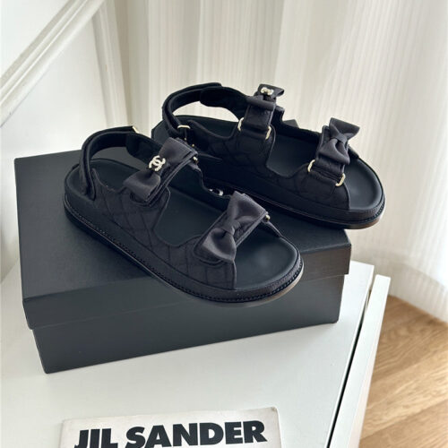 High Quality Luxury Chanel New Bow Velcro Sandals