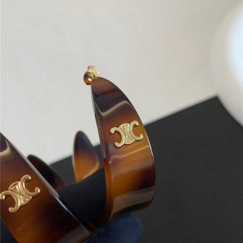 High Quality Luxury Celine Acrylic Tortoiseshell Earrings product detail