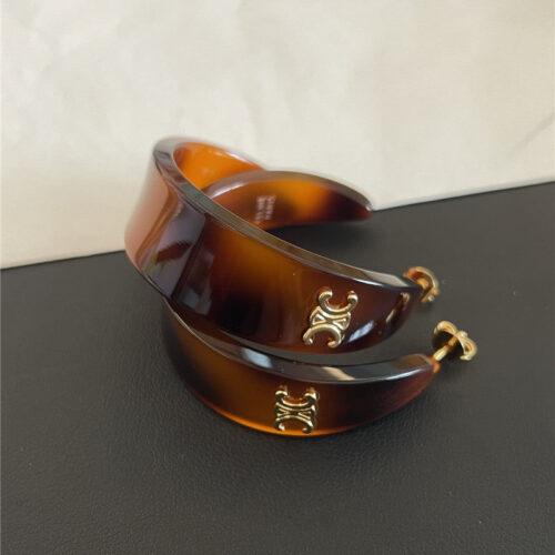 High Quality Luxury Celine Acrylic Tortoiseshell Earrings product detail