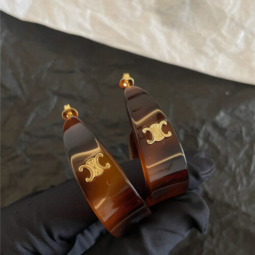 High Quality Luxury Celine Acrylic Tortoiseshell Earrings product detail