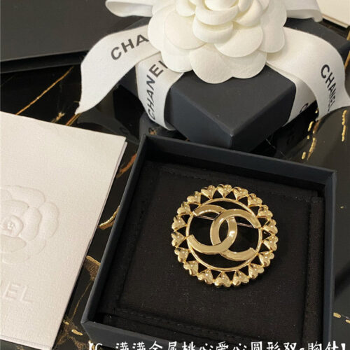 High Quality Luxury Chanel Peach Heart Shape Brooch alternate view