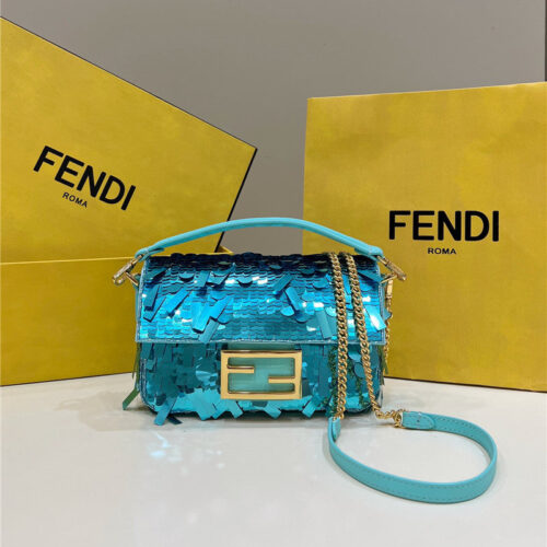 High Quality Luxury Fendi Sequins Mini Baguette Bag – Style 32694