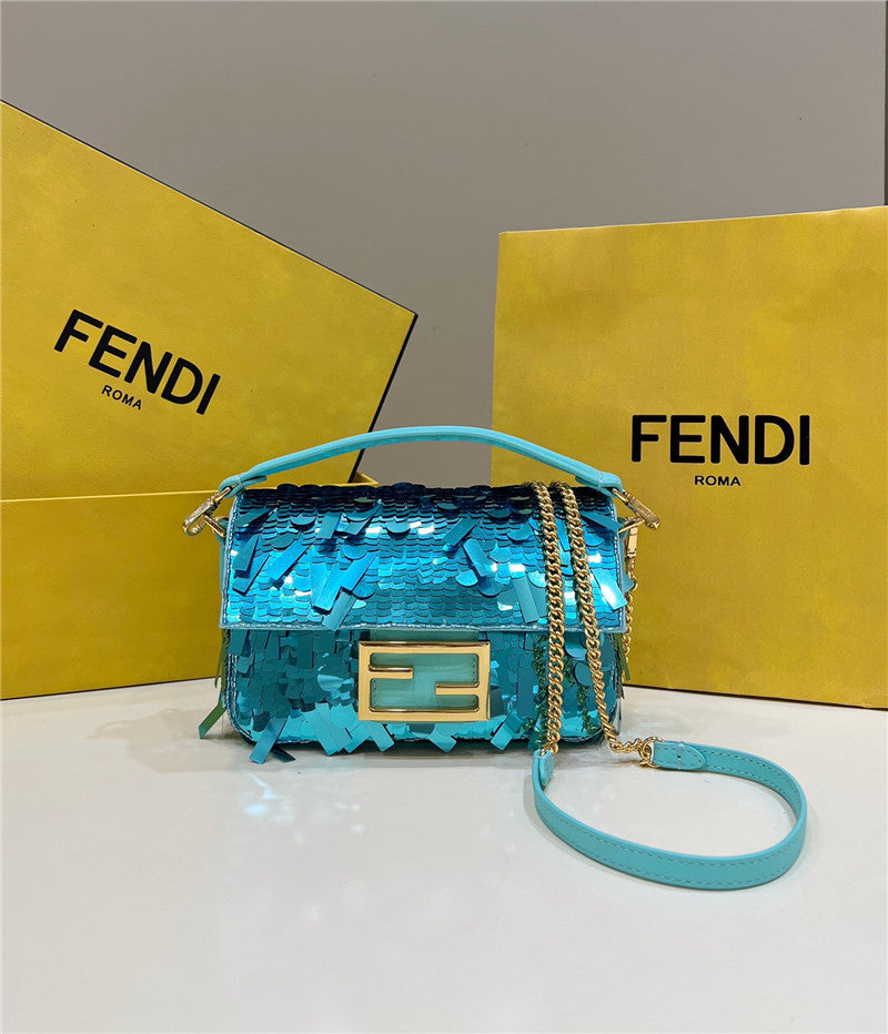High Quality Luxury Fendi Sequins Mini Baguette Bag – Style 32694