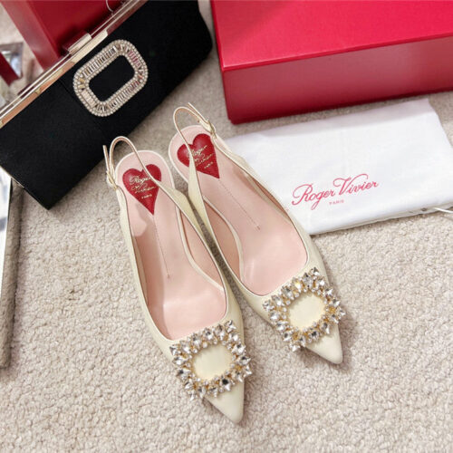 High Quality Luxury Roger Vivier Buckle Satin Slingback Shoes – Style 03892 product detail