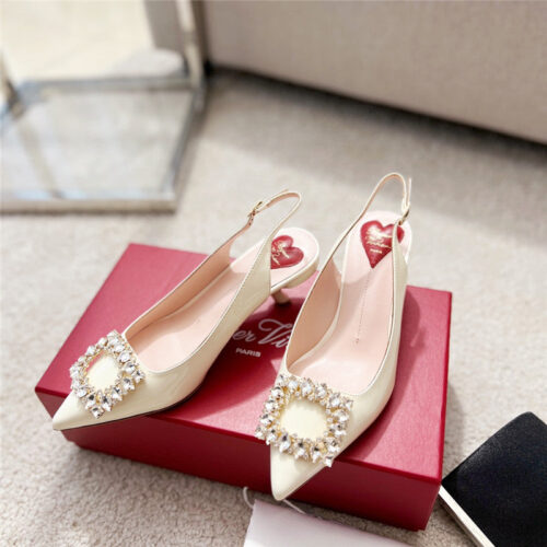 High Quality Luxury Roger Vivier Buckle Satin Slingback Shoes – Style 03892 product detail