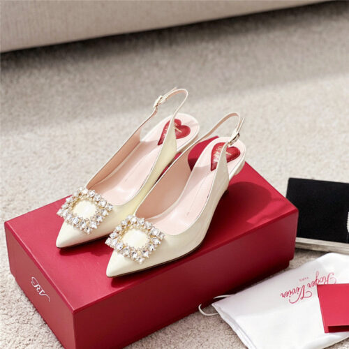 High Quality Luxury Roger Vivier Buckle Satin Slingback Shoes – Style 03892 product detail