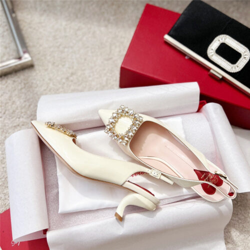 High Quality Luxury Roger Vivier Buckle Satin Slingback Shoes – Style 03892 product detail