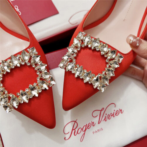 High Quality Luxury Roger Vivier Buckle Satin Slingback Shoes – Style 05588 product detail