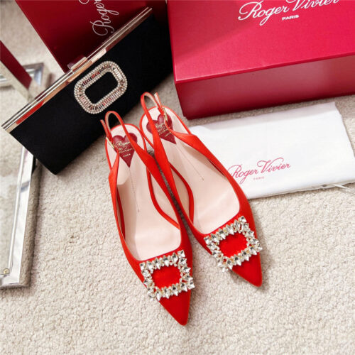 High Quality Luxury Roger Vivier Buckle Satin Slingback Shoes – Style 05588 product detail